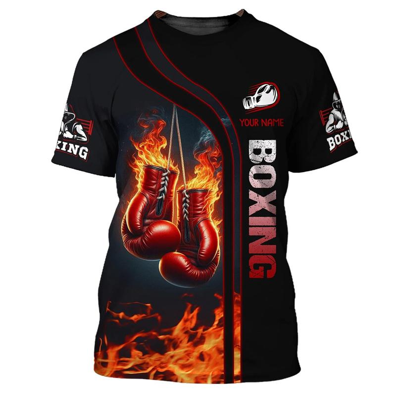 Boxing Graphic T Shirts For Men Summer Trend Short Sleeve 3D Printed Sports T-shirts Loose Quick Dry Breathable Tees Fashion