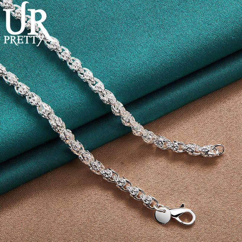 925 Sterling Silver Beaded Necklace 20 /24 Inch Chain For Woman Men Wedding Engagement Party Jewelry