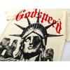 Мужская футболка из стираного хлопка, свободный крой, принт Liberty, повседневная летняя одежда