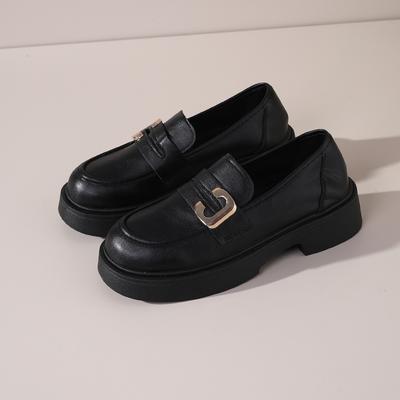 Женская кожаная обувь в британском стилеНовая весенне-осенняя универсальная обувь Мягкая подошва Толстая подошва Лоферы Делают ноги меньше