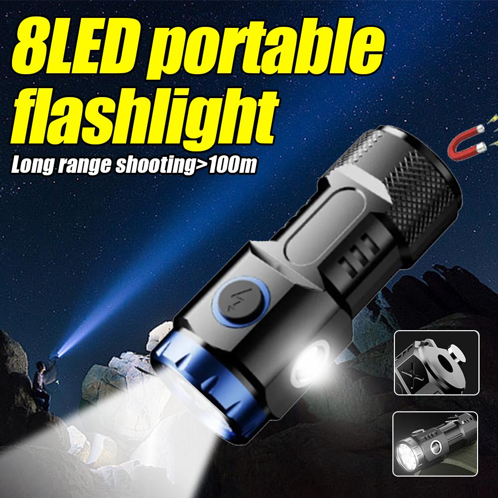 Led Mini Flashlight Ultra Powerful Led Torch 8 Core LED Mini Flashlight 10000 High Power Led Flashlight Magnetic Portable