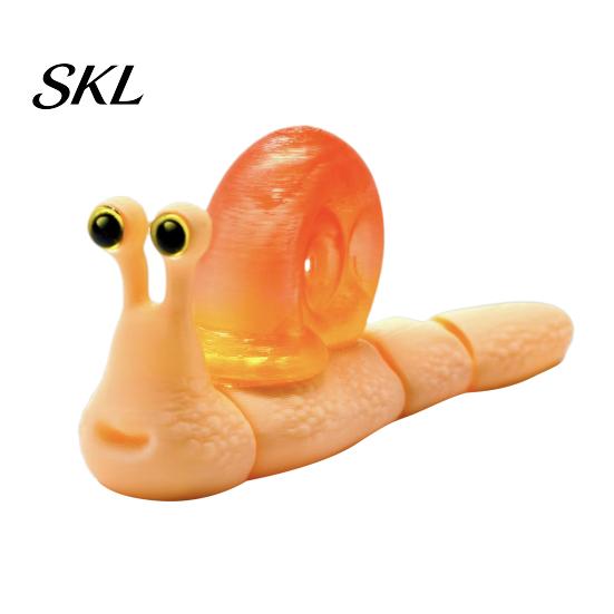 Colorful Snail Sculpture 3D Printed Figurines, Articulated Toy, Movable Joints Animal Twist Segmented Structure Toy Fidgety for Home Office