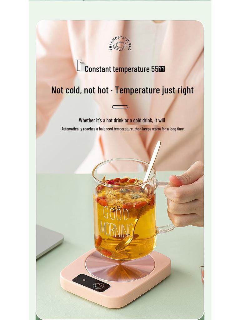 55° Heated Insulating Ceramic Mug with Coaster - Keeps Drinks Warm