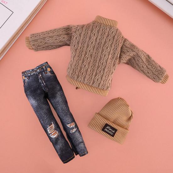 Кукольная одежда, модный мини-компактный свитер с длинными рукавами, декоративная ткань для куклы, 11-дюймовый кукольный костюм со шляпой, подарок