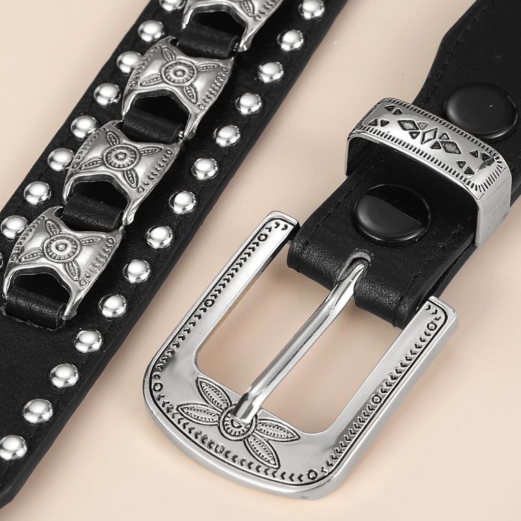 Punk Men And Women Belt Belt Rivet Metal Buckle Spice Girl Style Jeans With Tide