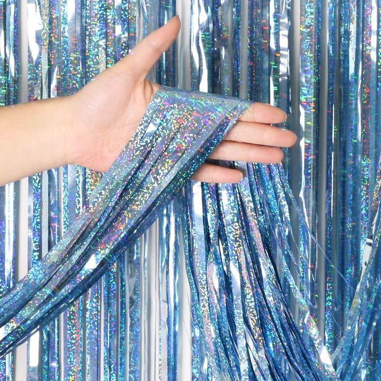 Лазерный фон с бахромой и мишура для украшения вечеринки или мероприятия