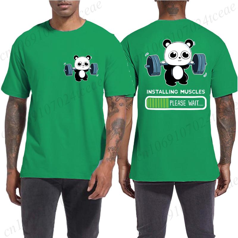 Panda Gym T-Shirt, Cute Panda Installing Muscles Shirt T-Shirt Funny T-Shirt Harajuku Tee Men Brand T-shirt Tshirt Summer Tees