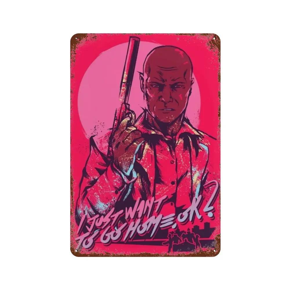 Постер Hotline Miami Горячие Классические Постеры Приключенческой Игры и Металлическая Жестяная Табличка Настенное Искусство Декорация Табличка Мужская Пещера Домашний Декор студия