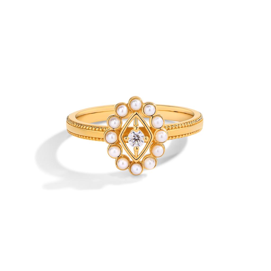 ATTA Classic Jewellery Silver 925 Rings With Special Design Pearl Wedding & Party Ring for Women 18K Gold Plated Silver Jewelry