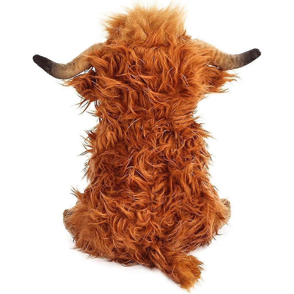 10.5 inches Highland Cows Stuffed Animals, Cute Fluffy Cow Plush Figure Toys Realistic Highland Cattle Plush Decor Birthday Gift for Kids Baby Girls B