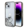Karl Lagerfeld Klhcp15Slkcnsk Чехол для iPhone 15 / 14 / 13 6.1 Прозрачный Жесткий Чехол Жидкий Глиттер Choupette