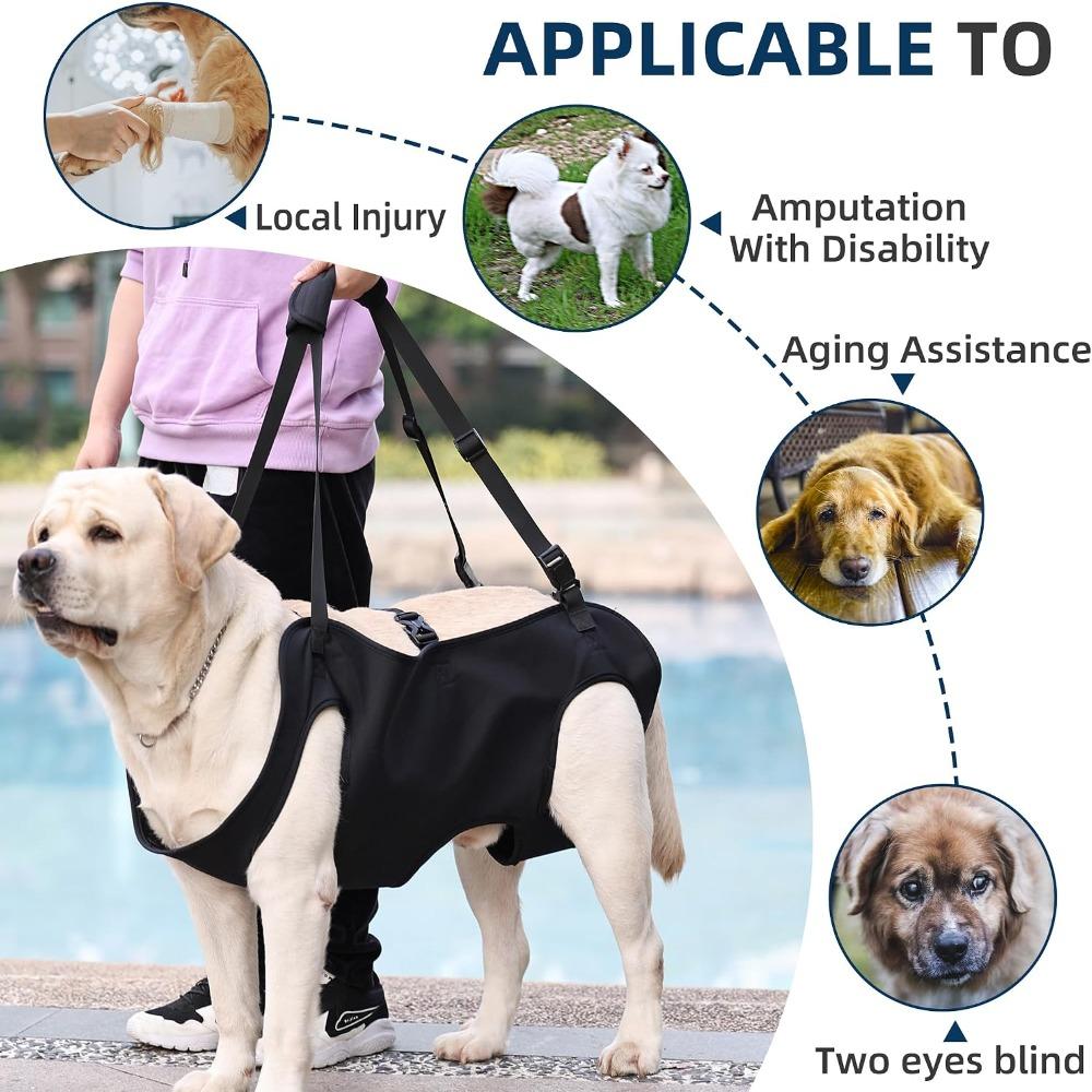 Full-body dog harness with handle, provides complete support for your dog’s body, adjustable leg support harness for pets