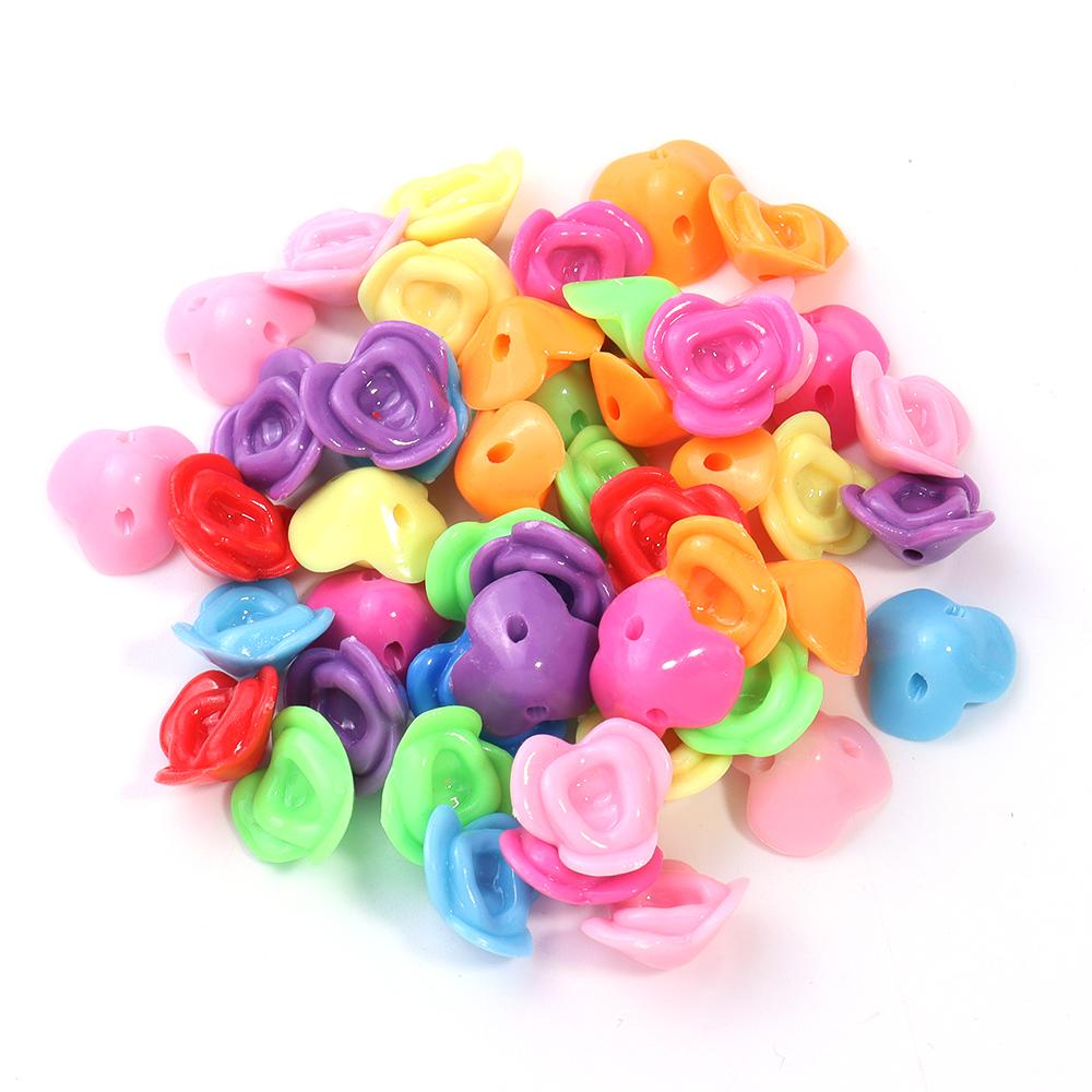 50pcs/lot Mixed Color Plastic Beads Butterfly Snowflake Candy Shaped Loose Beads For DIY Bracelet Earrings Accessories Wholesale