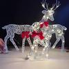 Рождественское светящееся украшение в виде оленя, светодиодная подсветка, 2D железная семья оленей для двора, патио, лужайки, сада, домашнего декора для рабочего стола