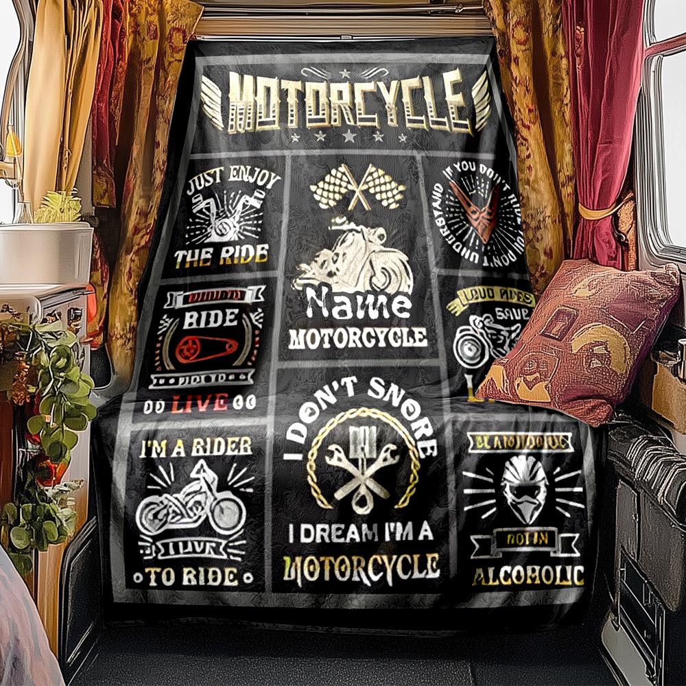 Motorcycle Rider Quotes And Symbols Artwork Blanketcustomize Your Name Lightweight Comfortable And Stylish Blanket For Travel Bed Home Chair Office
