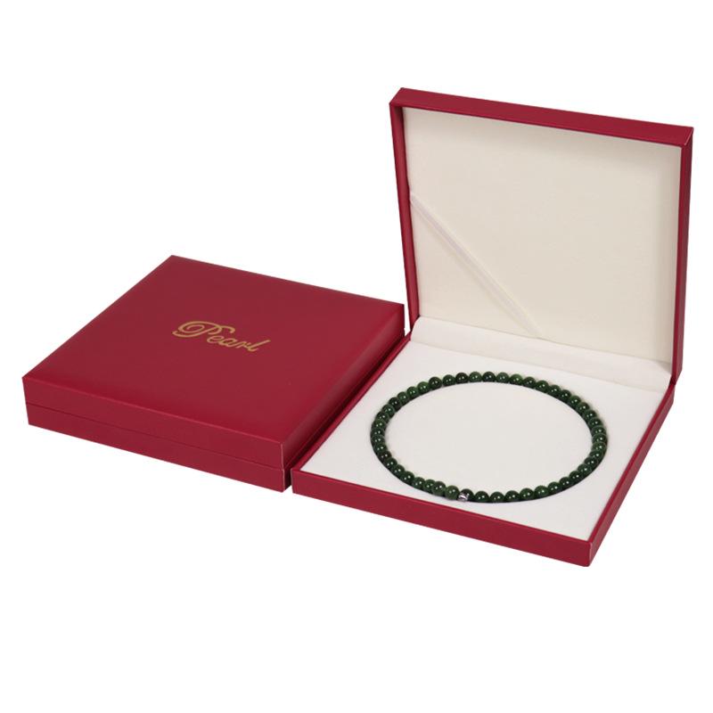 PU Leather Pearl Necklace Gift Box, Right Angle Jewelry Packaging, Goddess Mother's Day Jewelry Set Box.