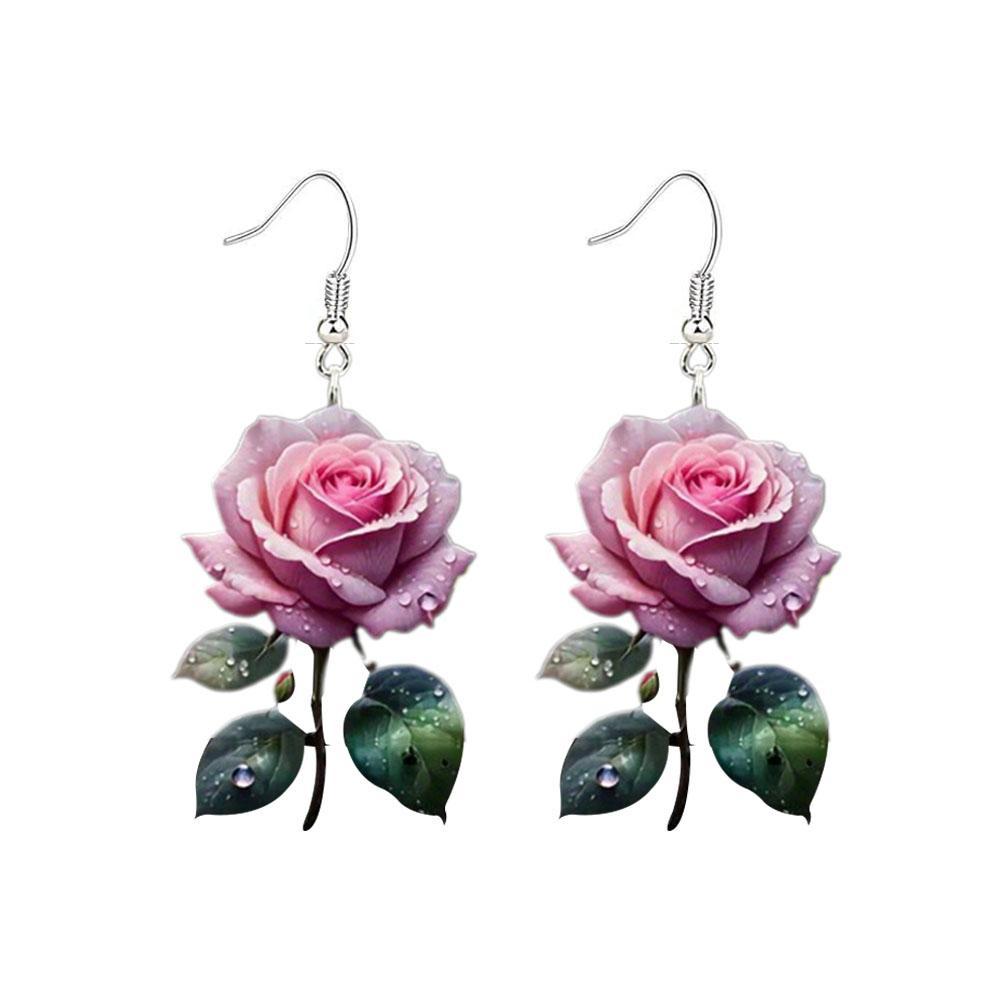 Fashion Acrylic 2D Flat Rose Earrings Romantic 2D Flat Earrings Rose Earrings Jewelry Flower Gi J8N7