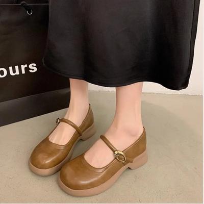 Модная обувь Мэри Джейн Женская 2024 Новая Круглый носок Толстый каблук Элегантная Обувь с мелким вырезом Модная Уличная Женская Обувь Zapatos De Mujer