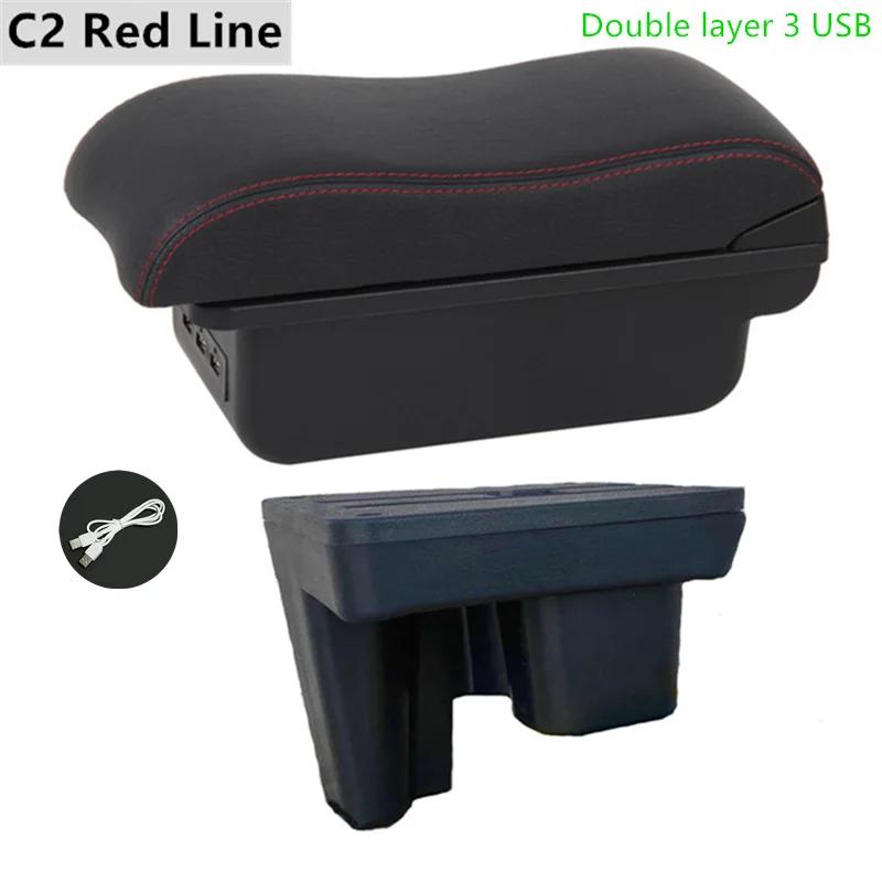 For Toyota Hilux Car Armrest Box Modification Retrofit Parts Storage Box with USB LED Leather Arm Rest Center Console