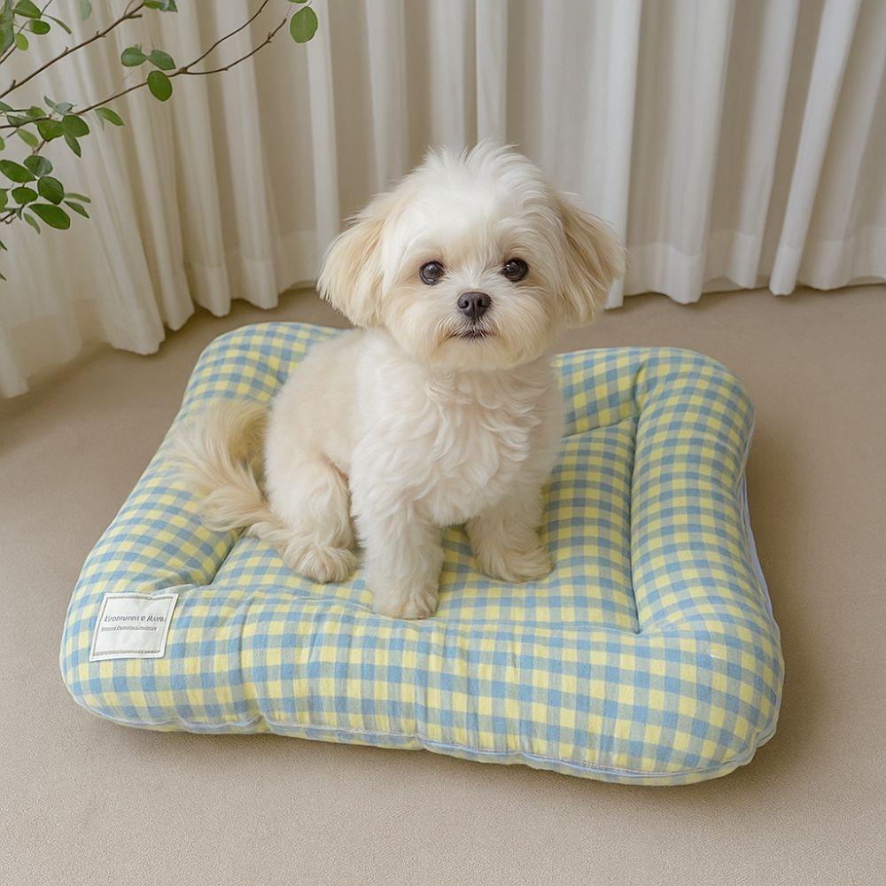 Macaron Plaid Dog Cushion Non-slip Pet Mattresses Breathable Cat Mat  for Cats and Dogs