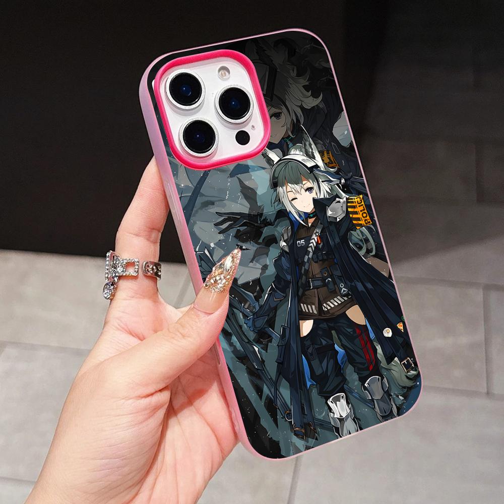Arknights Grani Jelly Двухслойный Чехол для Мобильного Телефона Розово-Красный для iPhone 17 16 15 14 13 12 11 Air Pro Max Plus Защитный