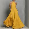 2026 European and American independent station spring and summer new cotton and linen blended simple backless sleeveless long dress