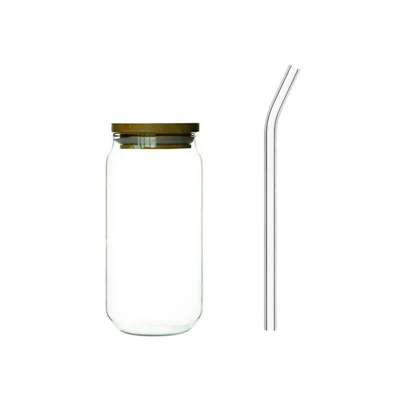 550ml/350ml Glass Cup With Lid and Straw Transparent Bubble Tea Cup Juice Glass Beer Can Milk Mocha Cups Breakfast Mug Drinkware