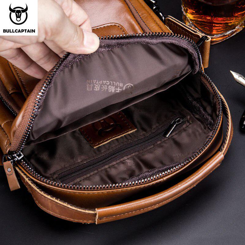 BULLCAPTAIN 100% Genuine Leather Men's Shoulder Bag Messenger Bags Business Men's High Quality Bag