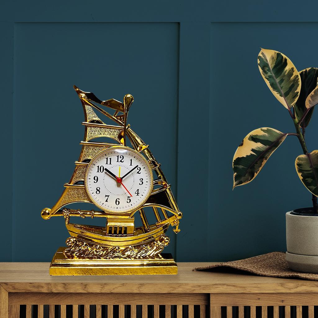Desk Clock Home Decor Ornament Sailing Figurine Alarm Clock Table Clocks for Kitchen Bedroom Office Living Room Kids
