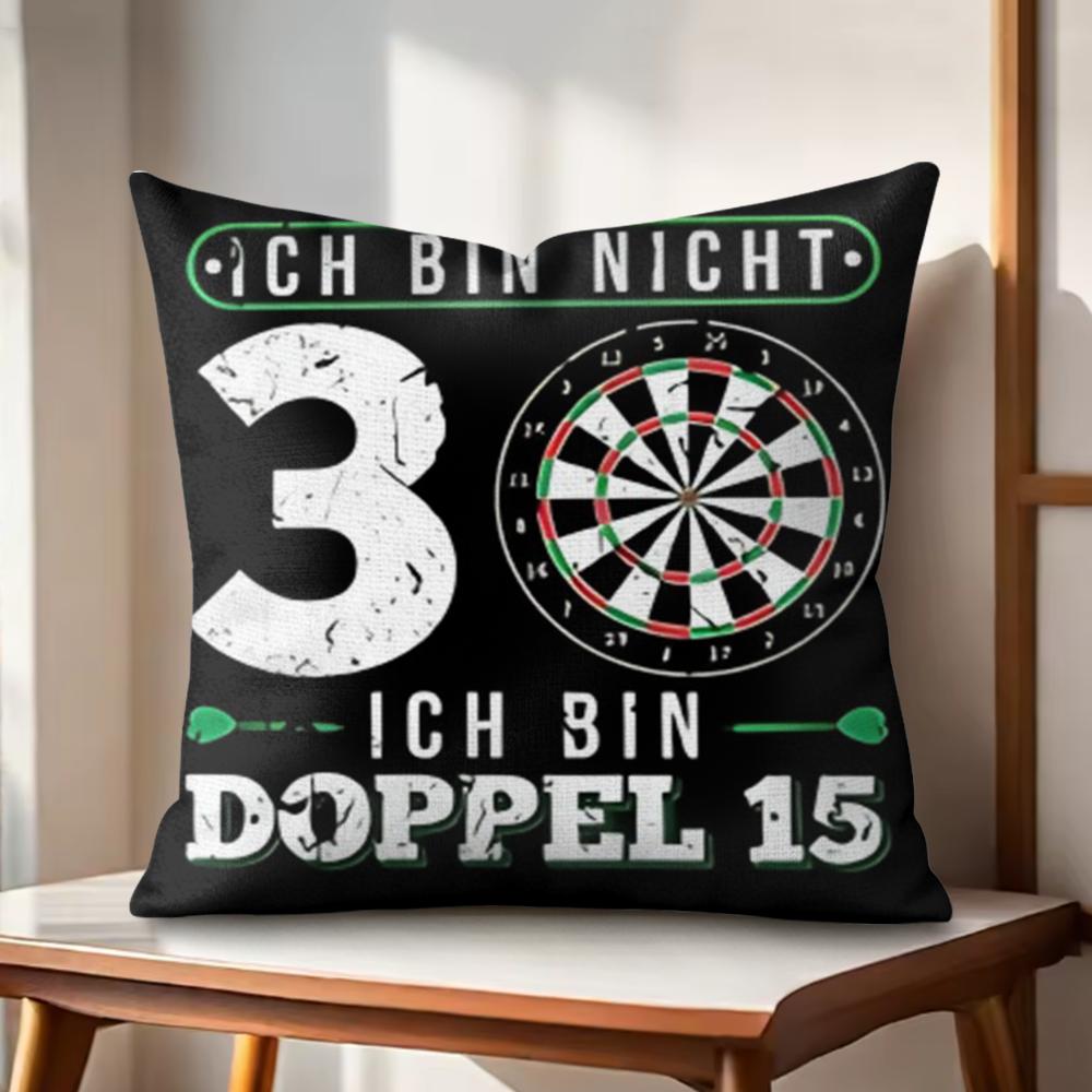 Забавная наволочка ICH BIN BULLSEYE Натуральный лен Органическая ткань Двусторонняя печать Подушки для дивана Декор для дома