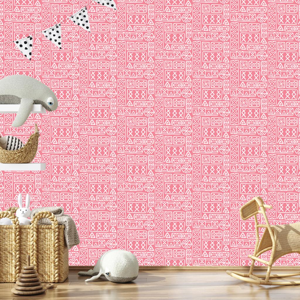 Polynesian Geometric Coral Pattern Wallpaper 50x1000