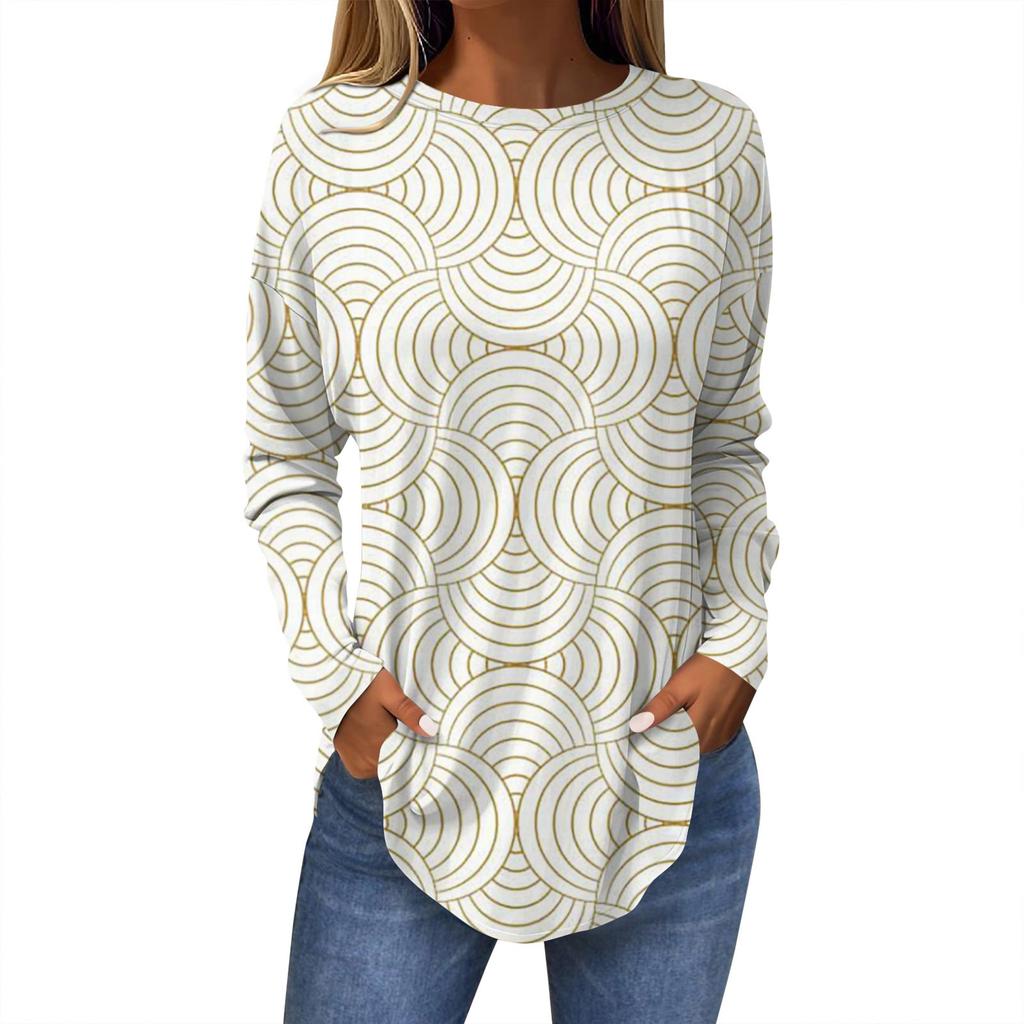 Ropa Mujer Tendencia 2024 Топы для женщин Модные женские повседневные топы с длинными рукавами и круглым вырезом с принтом Ropa De Mujer Y2k