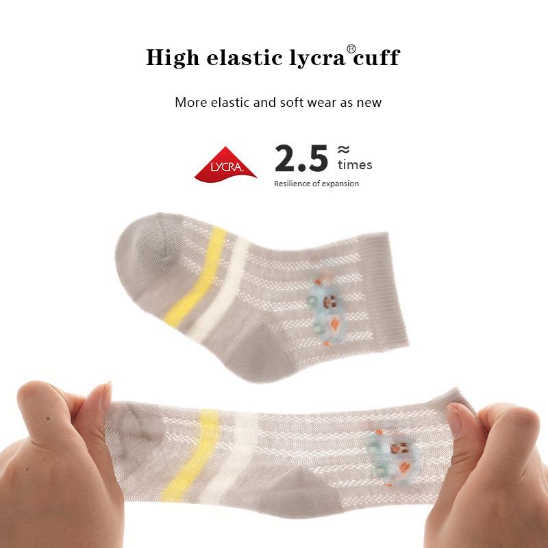 5 Pairs/Lot Baby Socks Summer Mesh Children Socks Cartoon Midtube Thin Cotton Kids Socks For Boys And Girls