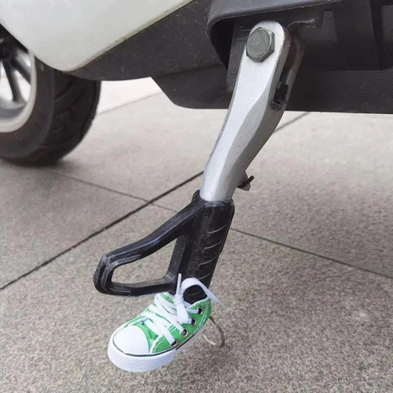 1pcs Funny Motorcycle Bicycle Shoe Shape Foot Support Side Tripod Cover Motor Electric Vehicle Bike Kickstand Mini Canvas Shoes