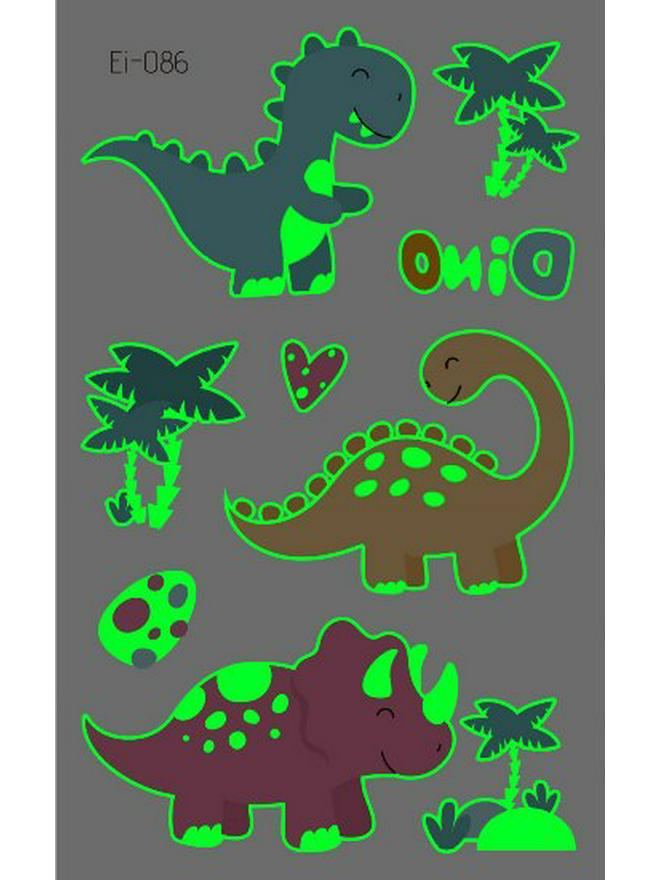 Светящиеся в темноте тату-наклейки динозавров для детей - Веселье для вечеринок и костюмов