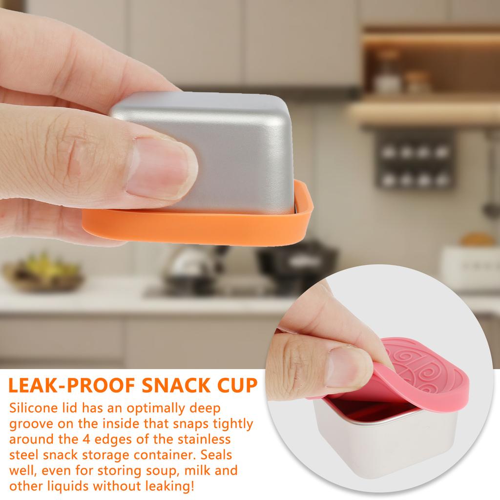 4 шт. 2/6 унций контейнер для закусок из нержавеющей стали салатница с силиконовыми крышками герметичная портативная штабелируемая заправочная коробка для хранения продуктов