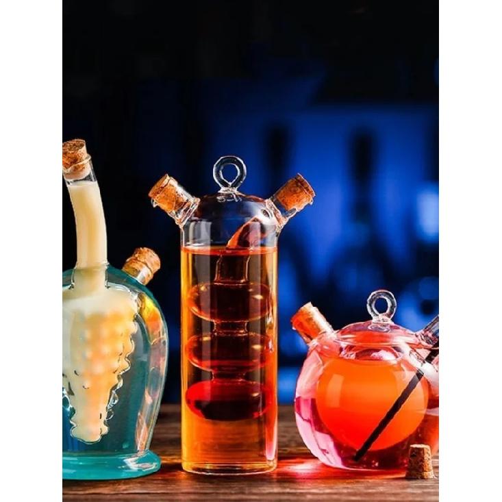 Double-Tube Glass Cup Creative Sharing Barware Beverage Hanging Cup Parrot Chicken Tail Glassware Heat Resistant Cocktail Cup