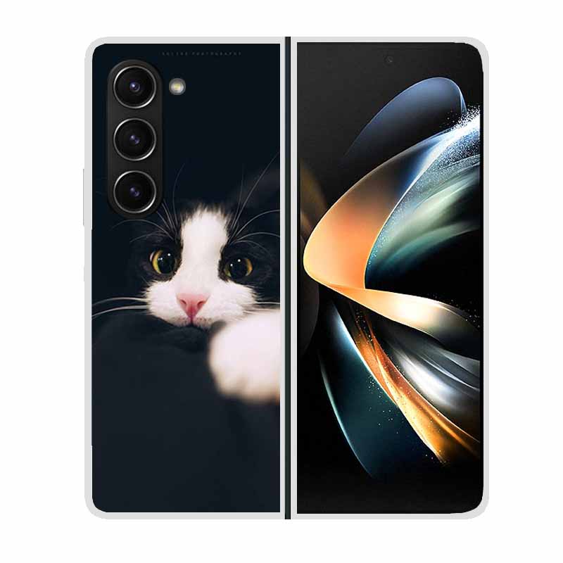Для Samsung Galaxy Z Fold 2 3 4 5 Чехол для телефона Ударопрочный Жесткий Пластик Capa Милые Кошки Собаки Coque Защитный Прозрачный Прозрачный Capa