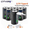 3.7V CR123A Battery 2550mWh 16340 Rechargeable Li-ion Batteries 100% Capacity For LED Flashlight RCR123 Battery+USB Type-c Cable
