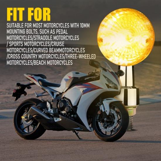 For Yamaha Kawasaki Honda 4X Motorcycle Turn Signals Round Light Chrome Amber I