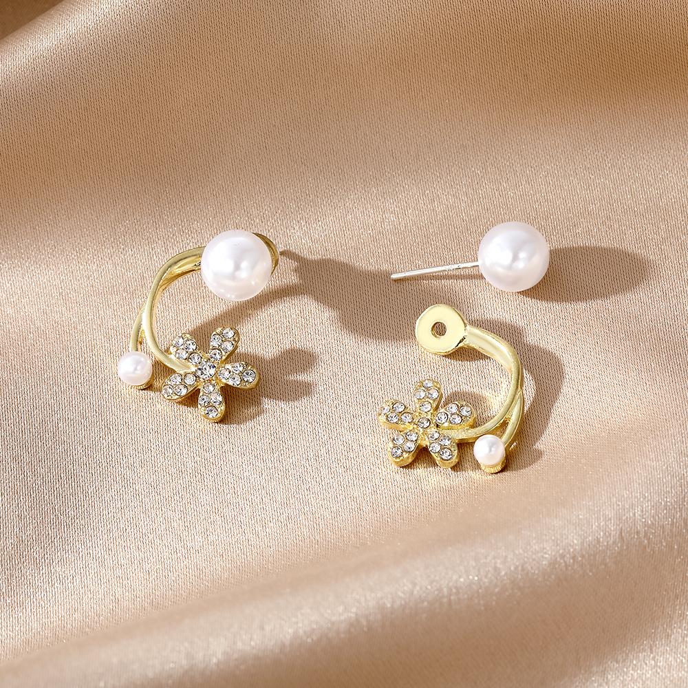 Роскошные серьги с жемчугом и бриллиантами, темпераментные элегантные женские вечерние серьги на пуговицах с цветочным шармом, серьги для ночного клуба