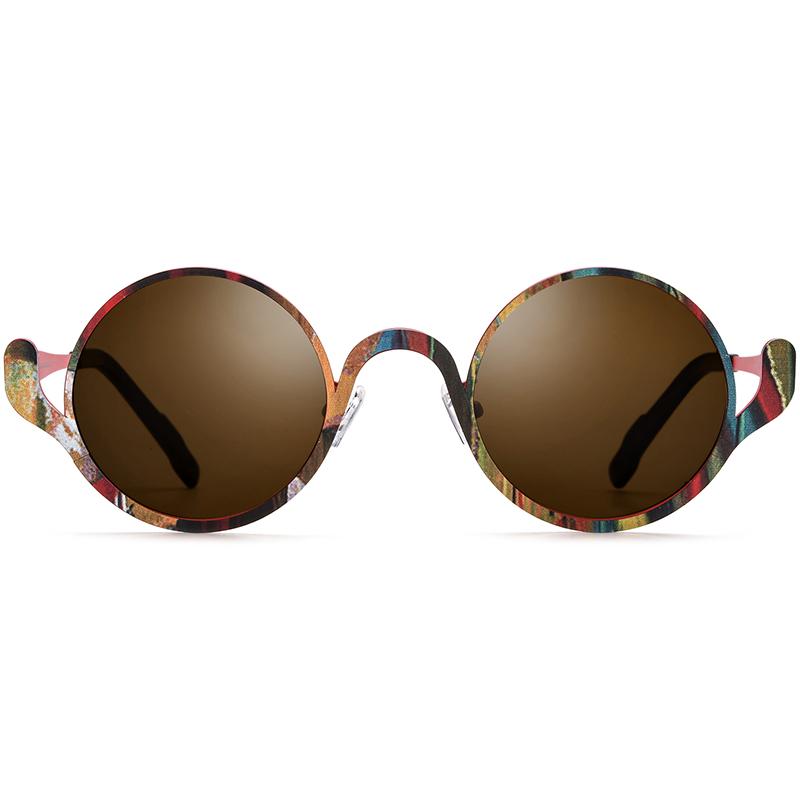 Borregls Print Titanium Sunglasses Women 2026 New High Quality Fashion Round UV400 Polarized Sun Glasses Vintage Shades 185935T