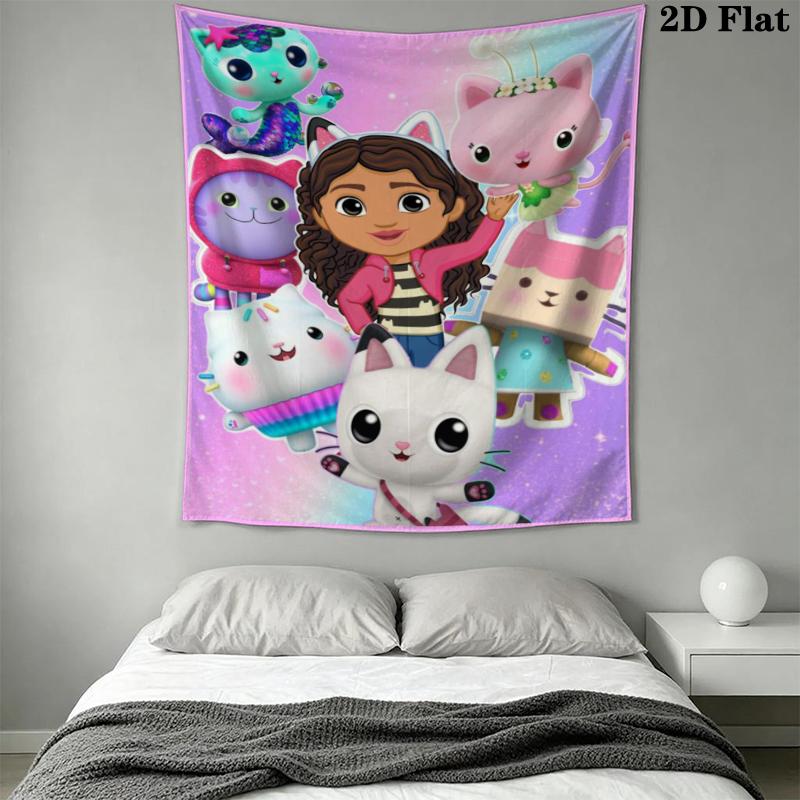 Gabby's Dollhouse Wall Tapestry Aesthetic Wall Hanging Printed Fabric Blanket Decorative Tapestries for Bedroom Living Room Home Decor