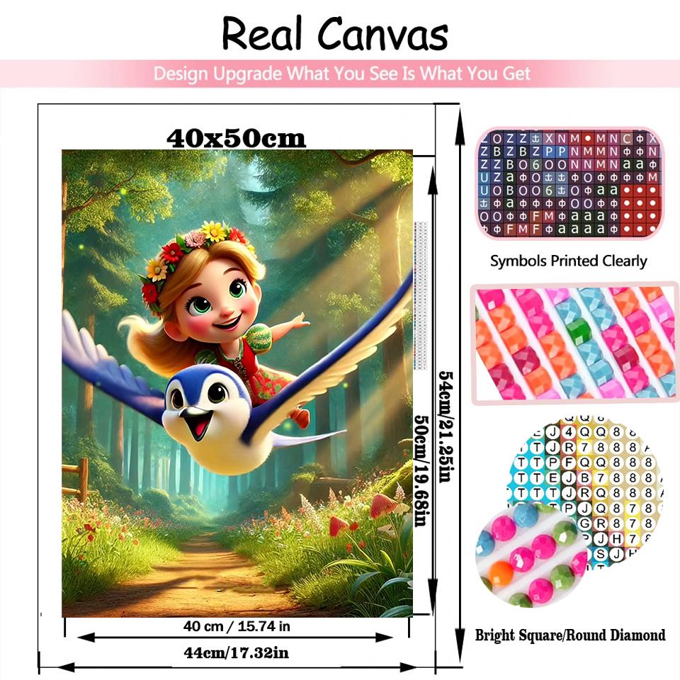 5D DIY мультфильм эльф девушка алмазная картина красочный фэнтези пейзаж вышивка крестом комплект полный круглый дрель мозаика искусство домашний декор подарок