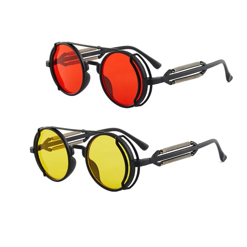 Ретро круглые солнцезащитные очки в стиле стимпанк для мужчин и женщин в пластиковой оправе, черные линзы, солнцезащитные очки унисекс, уличные солнцезащитные очки для бега и бега