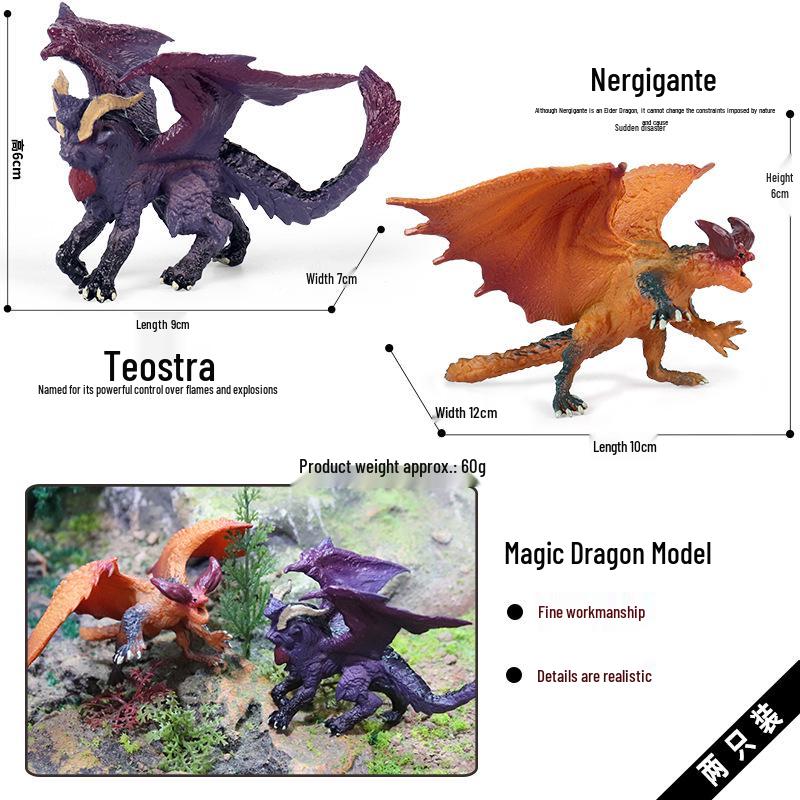 Dinosaur & Dragon Plastic Toy Set: Mythical Animal Figures for Kids
