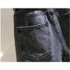 Grey Denim Shorts Women's Summer High Slim Wide Leg Pants