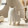 Сезонное украшение для дома Фигурка Кота-Призрака 3D-печать Милый Котёнок в Плаще Скульптура Минималистичный Подарок для Любителя Хэллоуина Декор для Стола Сделай Сам