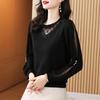 Lace Bottoming Shirt Women's Spring, Autumn and Winter New Black Long-sleeved Foreign-style Fashion Shirt with Top