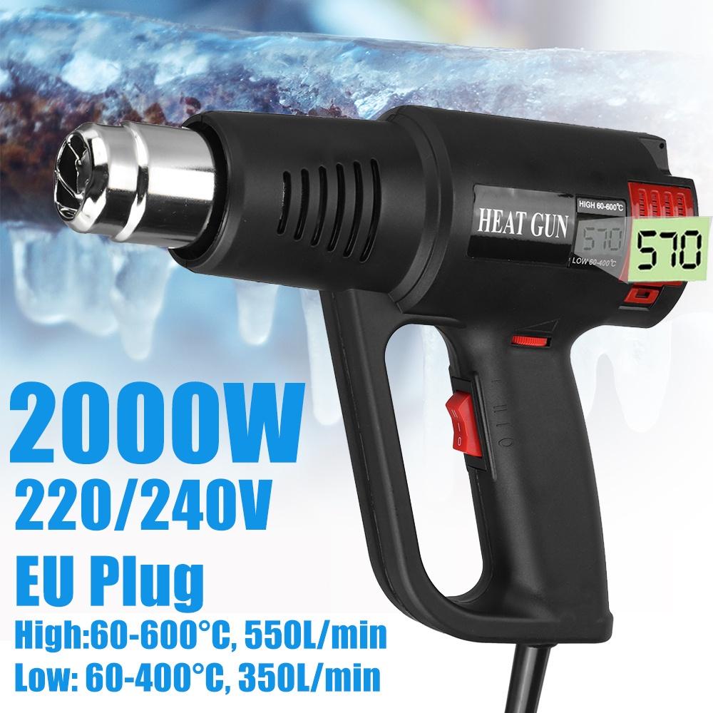 2000 Вт 600 ℃ профессиональные ЖК-цифровые электрические тепловые пушки с регулируемой температурой и контролем температуры электрический электроинструмент с горячим воздухом